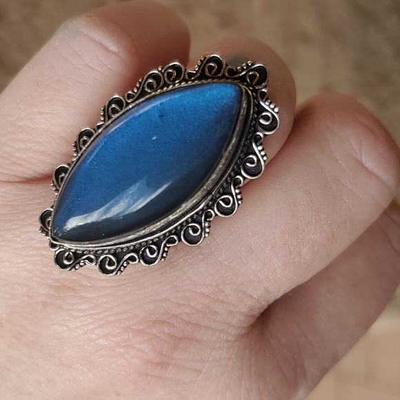 New Huge Dichoric Glass Antique Design 925 Silver Ring. - Picture 6 of 16